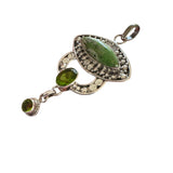 Green Mojave Turquoise & Peridot Solid 925 Sterling Silver Pendant