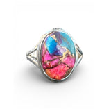 Kingman Pink Dahlia Turquoise Solid 925 Sterling Silver Ring 8