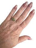 Peridot & White Topaz Solid 925 Sterling Silver Ring 6