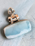 Caribbean Larimar & Blue Topaz Solid 925 Sterling Silver Pendant