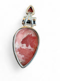 Rhodochrosite & Garnet Solid 925 Sterling Silver Pendant