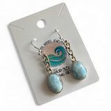 Caribbean Larimar Solid 925 Sterling Silver Earrings