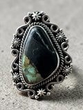 Black Jack Turquoise Solid 925 Sterling Silver Ring 8.5