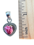 Heart Kingman Pink Dahlia Turquoise Solid 925 Sterling Silver Pendant