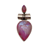 Pink Rainbow Moonstone Solid 925 Sterling Silver Pendant