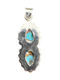Kingman Blue Ice Dahlia Turquoise Solid 925 Sterling Silver Pendant