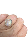 Rainbow Moonstone Solid 925 Sterling Silver Ring 5