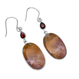 Red Moss Agate & Garnet Solid 925 Sterling Silver Earrings