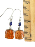 Sponge Coral & Blue Lapis Solid 925 Sterling Silver Earrings