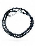 Snowflake Black Obsidian 4 mm Beaded Necklace