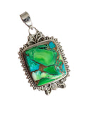 Kingman Peacock Dahlia Solid 925 Sterling Silver Pendant