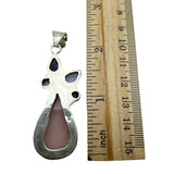 Pink Opal, Amethyst, Pearl & Moonstone Solid 925 Sterling Silver Pendant
