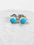 Dainty Turquoise Solid 925 Sterling Silver stud Earrings