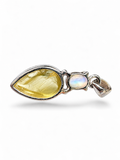 Rough Citrine & Rainbow Moonstone Solid 925 Sterling Silver Pendant