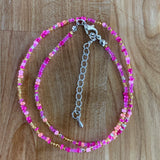 Pink & Gold Seed Bead Necklace