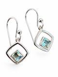 Blue Topaz Solid 925 Sterling Silver Earrings