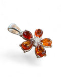 Baltic Amber Flower Solid 925 Sterling Silver Pendant