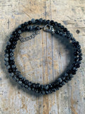 Snowflake Black Obsidian 4 mm Beaded Necklace