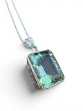 Green Amethyst Prasiolite Solid 925 Sterling Silver Pendant and 18” chain