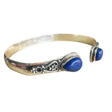 Blue Lapis Solid 925 Sterling Silver Bangle Bracelet