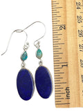 Blue Lapis & Turquoise Solid 925 Sterling Silver Earrings