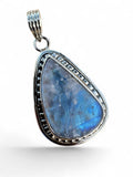 Rough Rainbow Moonstone Solid 925 Sterling Silver Pendant