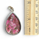 Kingman Pink Dahlia Turquoise Solid 925 Sterling Silver Pendant