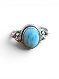 Caribbean Larimar Solid 925 Sterling Silver Ring 7.5
