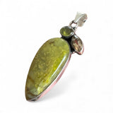 Green Opal Citrine & Peridot Solid 925 Sterling Silver Pendant
