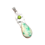 Peridot in Chrysoprase & Peridot Solid 925 Sterling Silver Pendant