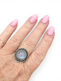 Rainbow Moonstone Solid 925 Sterling Silver Ring 9