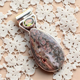 Leopardskin Jasper & Peridot Solid 925 Sterling Silver Pendant