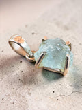 Rough Aquamarine Solid 925 Sterling Silver Pendant