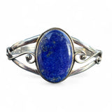 Blue Lapis Solid 925 Sterling Silver Cuff Bracelet