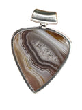Botswana Agate & Pink Tourmaline Solid 925 Sterling Silver Pendant