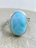 Caribbean Larimar Solid 925 Sterling Silver Ring 6