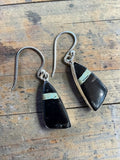 Black Jack Turquoise Solid 925 Sterling Silver Earrings