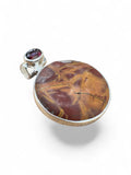 Noreena Jasper & Garnet Solid 925 Sterling Silver Pendant