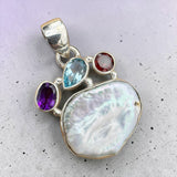 Pearl Multi-Stone Solid 925 Sterling Silver Pendant