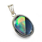 Aurora Opal & Black Onyx Solid 925 Sterling Silver Pendant