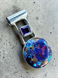 Purple Dahlia Turquoise Solid 925 Sterling Silver Pendant