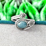 Larimar Solid 925 Sterling Silver Ring Adjustable