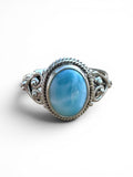 Caribbean Larimar Solid 925 Sterling Silver Ring 6.5