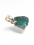 Rough neon Blue Apatite Solid 925 Sterling Silver Pendant