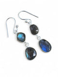 Faceted Labradorite Solid 925 Sterling Silver Earrings