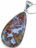 Crazy Lace Agate Solid 925 Sterling Silver Pendant w 16 inch chain necklace