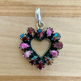 HEART Kingman Pink Dahlia Turquoise Solid 925 Sterling Silver Pendant