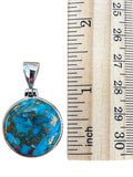 Kingman Copper Turquoise Solid 925 Sterling Silver Pendant