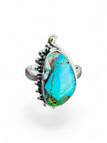 Kingman Blue Ice Dahlia Solid 925 Sterling Silver Ring 6