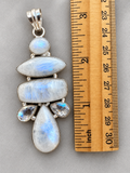 Rainbow Moonstone Silver Overlay Pendant